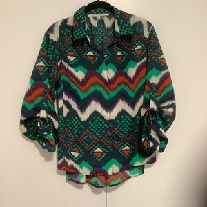 Women's Roll-Tab 3/4 Length Sleeves Blouse Shirt Size Small